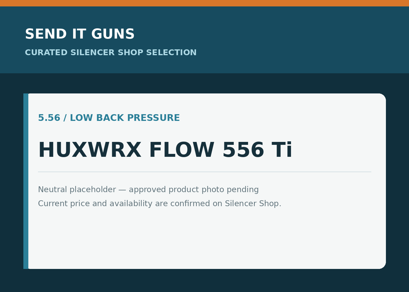 Neutral placeholder graphic for HUXWRX FLOW 556 Ti; approved product photo pending