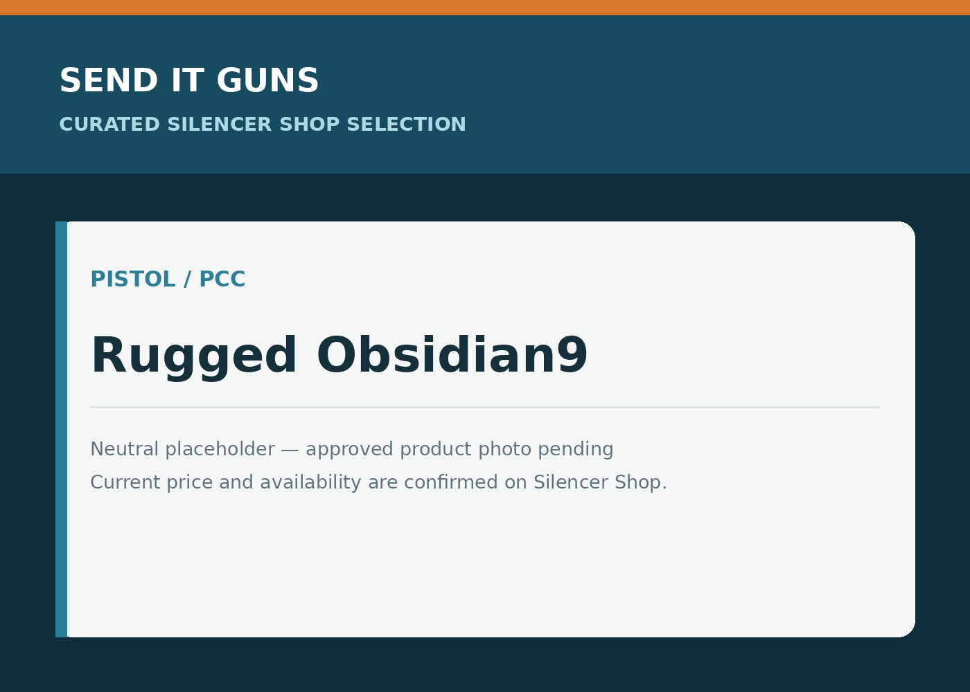 Neutral placeholder graphic for Rugged Obsidian9; approved product photo pending