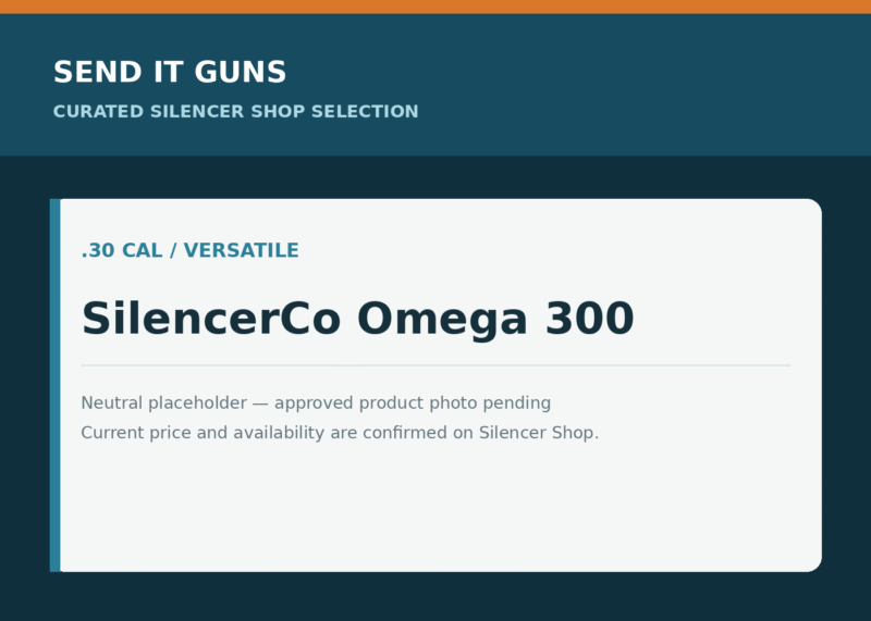 Neutral placeholder graphic for SilencerCo Omega 300; approved product photo pending