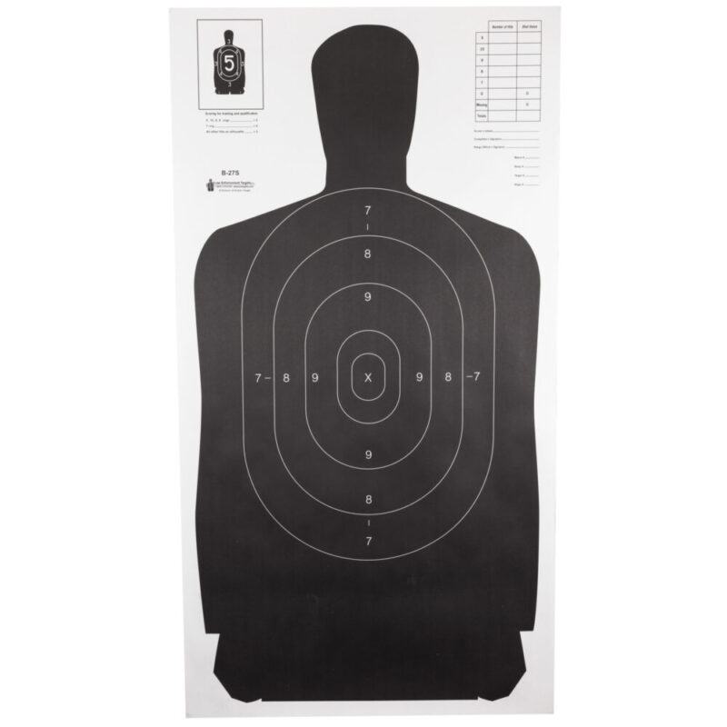 Action Target B-27S Standard Target Full Size Black Silhouette 24″x45″ 100 Per Box