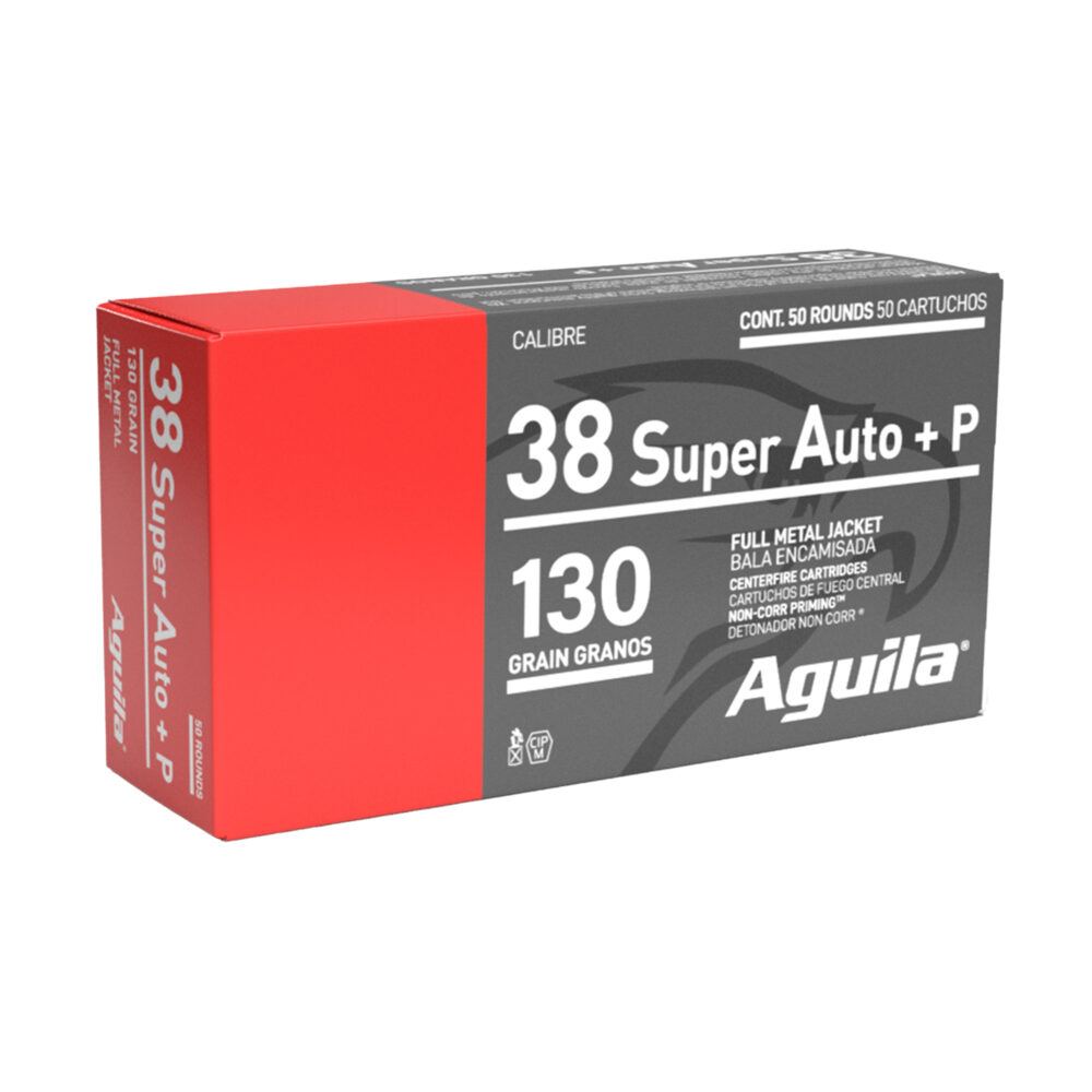Aguila Ammunition Pistol 38 Super Auto +P 130 Grain 50 Round Box