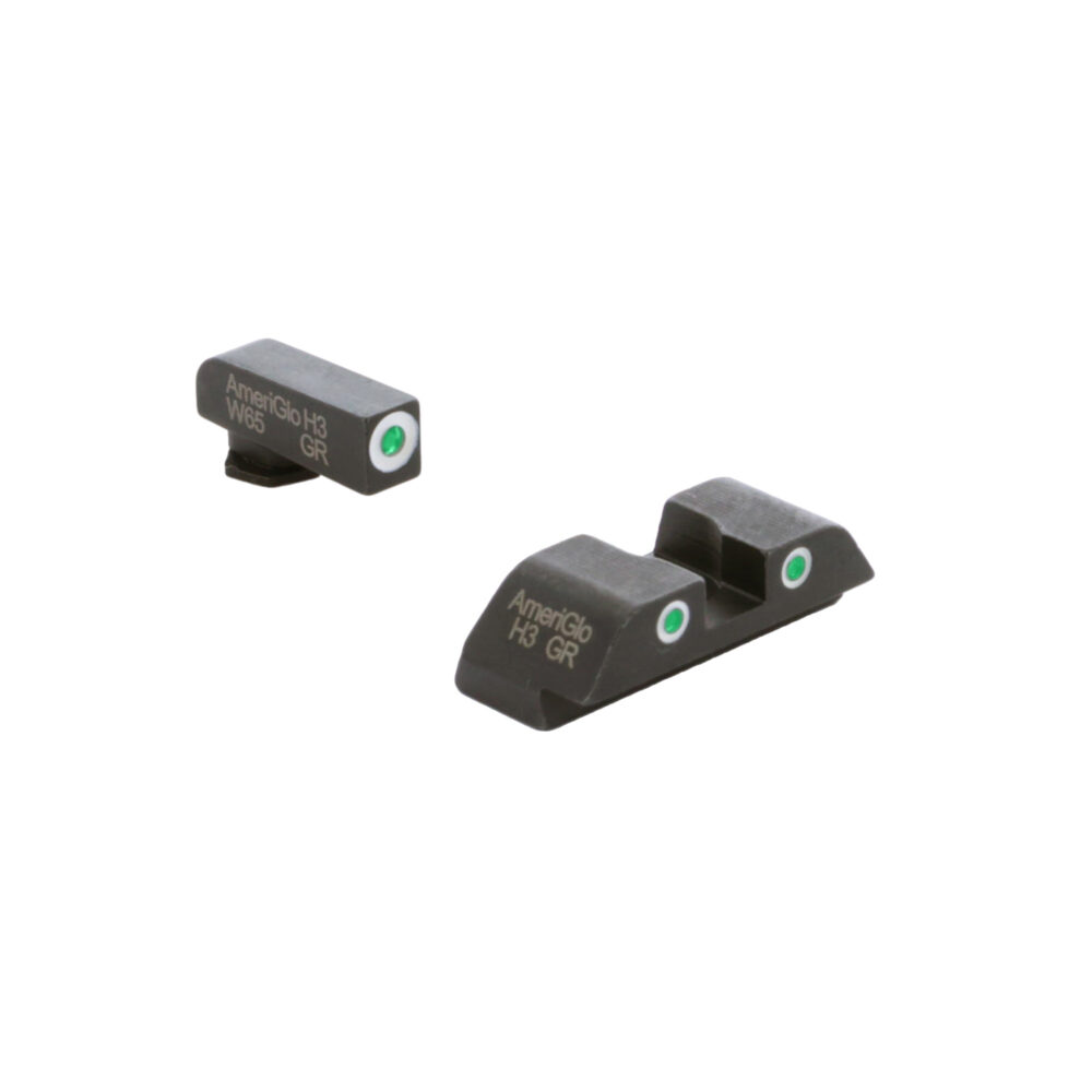 AmeriGlo Classic Sight Set 3-Dot Fits Glock Gen 5 9/40 Green Front with White Outline