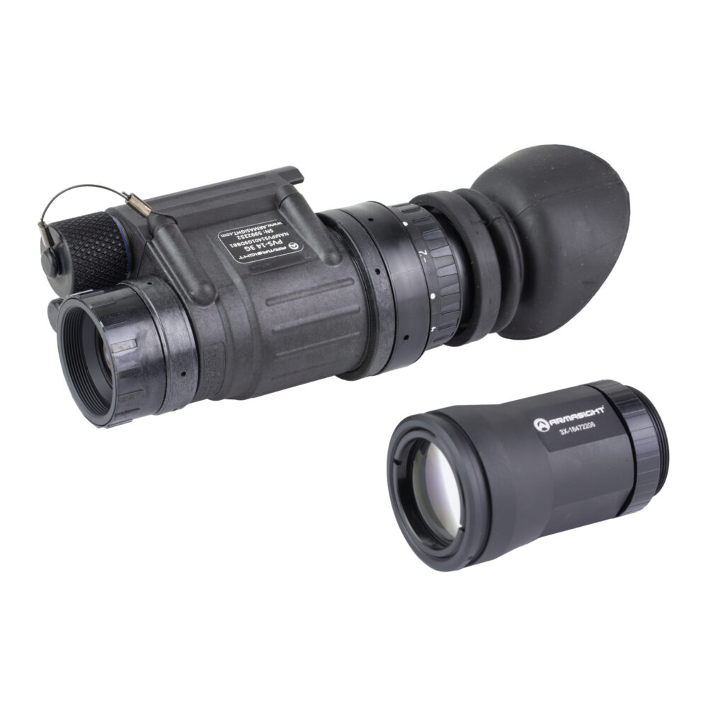 Armasight PVS-14 Gen 3 White Phosphor Night Vision Monocle 1800+ FOM Elbit YH IIT 3x Magnifier Lens Black