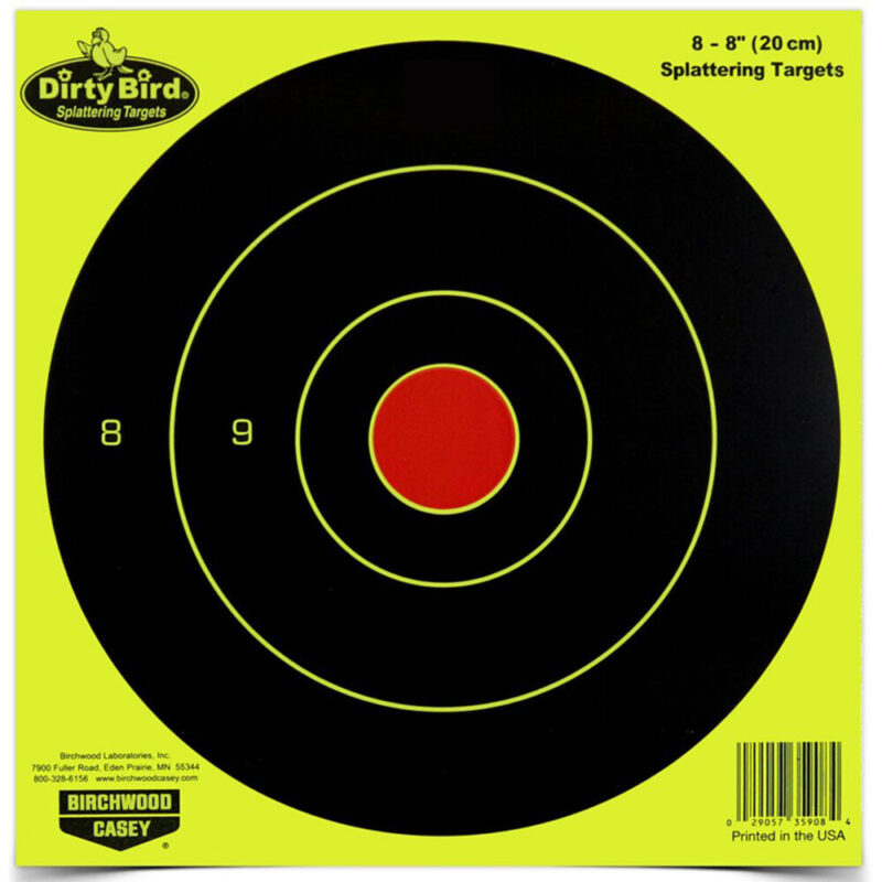 Birchwood Casey Dirty Bird Target Bullseye 8″ 8 Targets Yellow