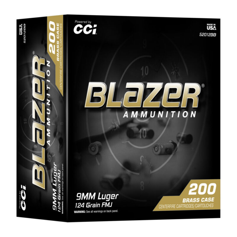 CCI Ammunition Blazer Brass 9MM 124 Grain 200 Round Tray