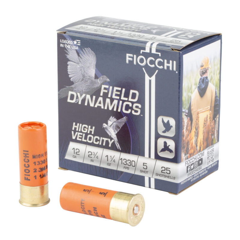 Fiocchi Ammunition High Velocity Field Dynamics 12 Gauge 2.75″ #5 Lead Shot
