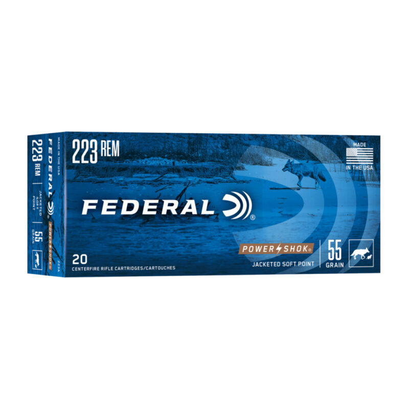 Federal PowerShok 223 Remington 55 Grain 20 Round Box