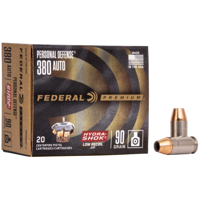 Federal Premium Personal Defense Hydra-Shok 380 ACP 90 Grain 20 Round Box