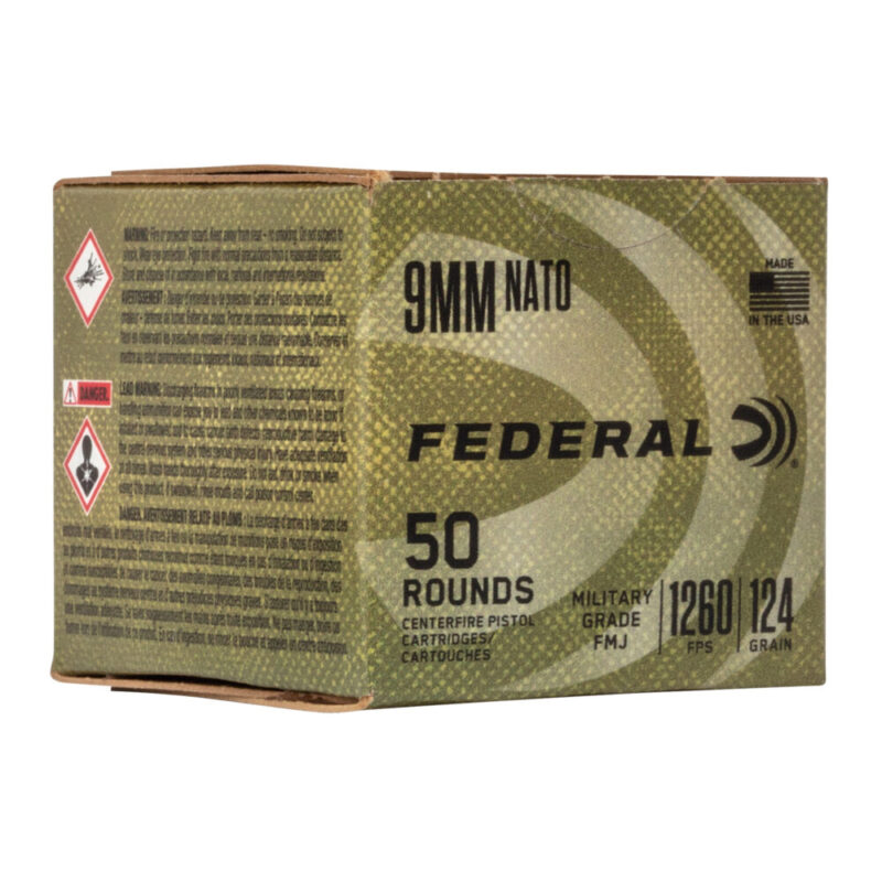 Federal Military Grade 9MM 124 Grain 50 Round Box