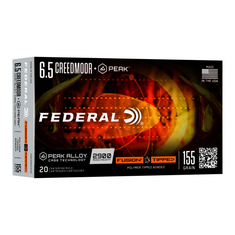 Federal Fusion Tipped Peak 6.5 Creedmoor 155 Grain 20 Round Box