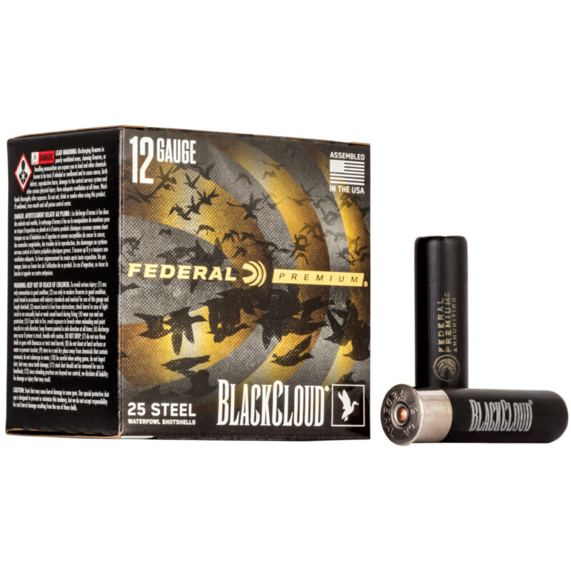 Federal Premium 12 Gauge 3.5″ #4 25 Round Box Black Cloud FS Steel with FLIGHTCONTROL FLEX Wad