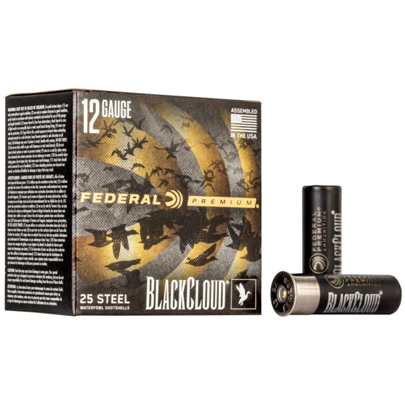 Federal Premium 12 Gauge 3″ #4 25 Round Box Black Cloud FS Steel with FLIGHTCONTROL FLEX Wad