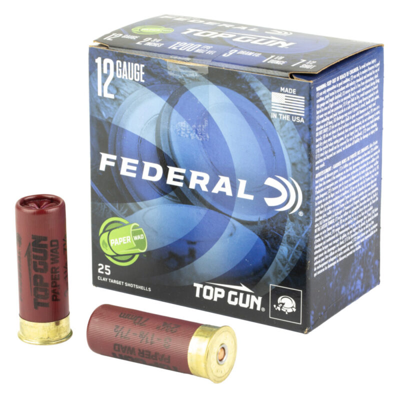 Federal Top Gun Paper Wad 12 Gauge 2.75″ #7.5 25 Round Box