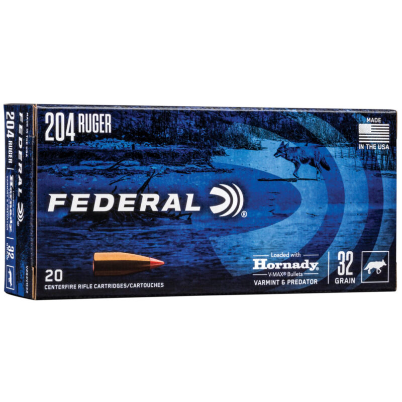 Federal Varmint and Predator V-Max 204 Ruger 32 Grain 20 Round Box