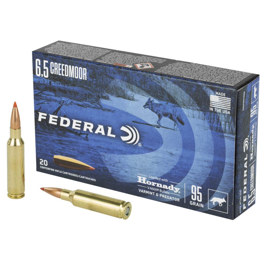 Federal Varmint and Predator V-Max 6.5 Creedmoor 95 Grain 20 Round Box