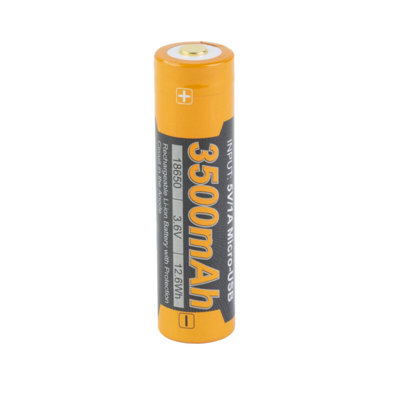FENIX USB Rechargeable 18650 Battery Micro USB Charging Port 3500mAh 3.6V Black