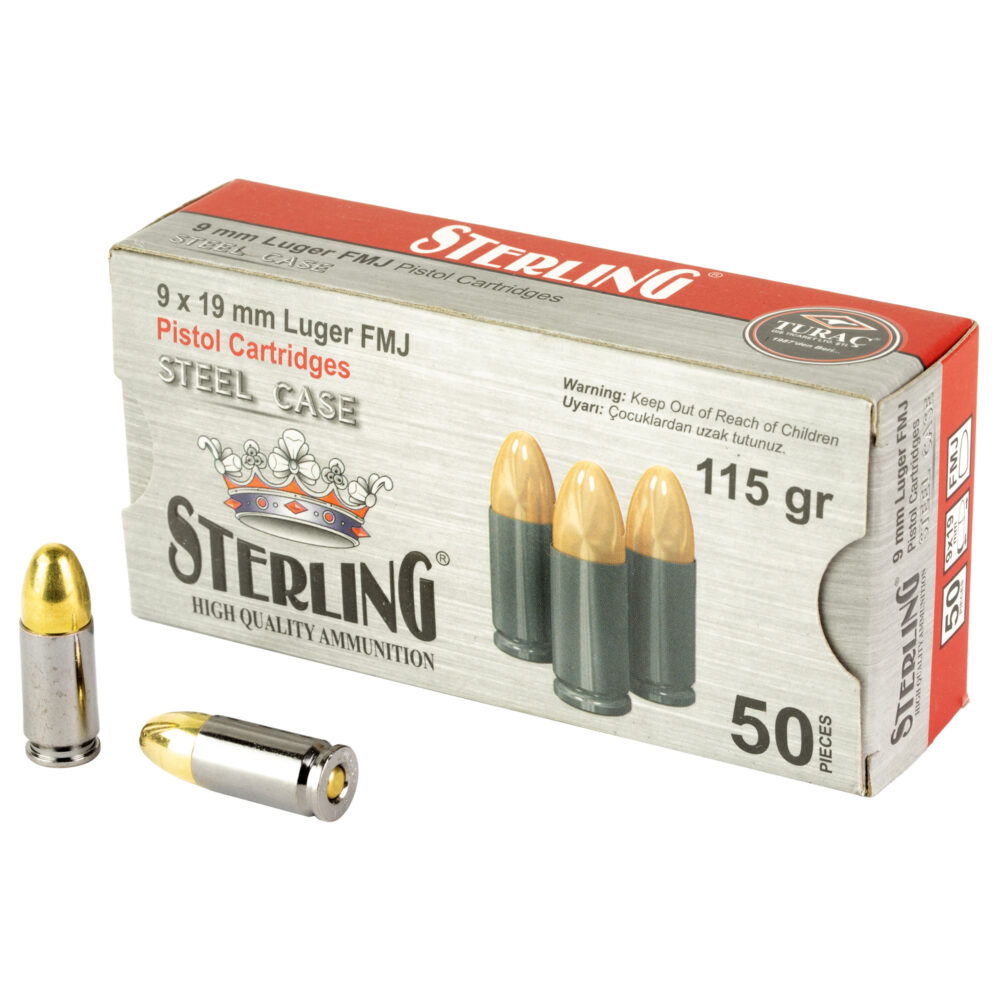 Sterling Steel Case 9MM 115 Grain 50 Round Box