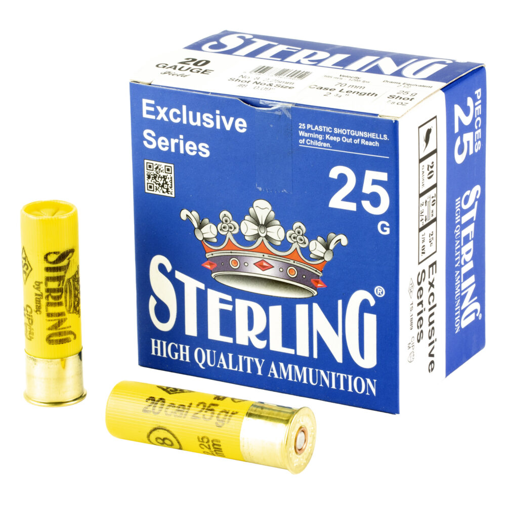 Sterling Exclusive Series 20 Gauge 2.75″ #8 25 Round Box