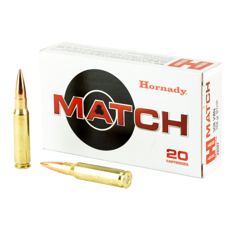 Hornady Match Ammunition 308 Winchester 168 Grain 20 Round Box