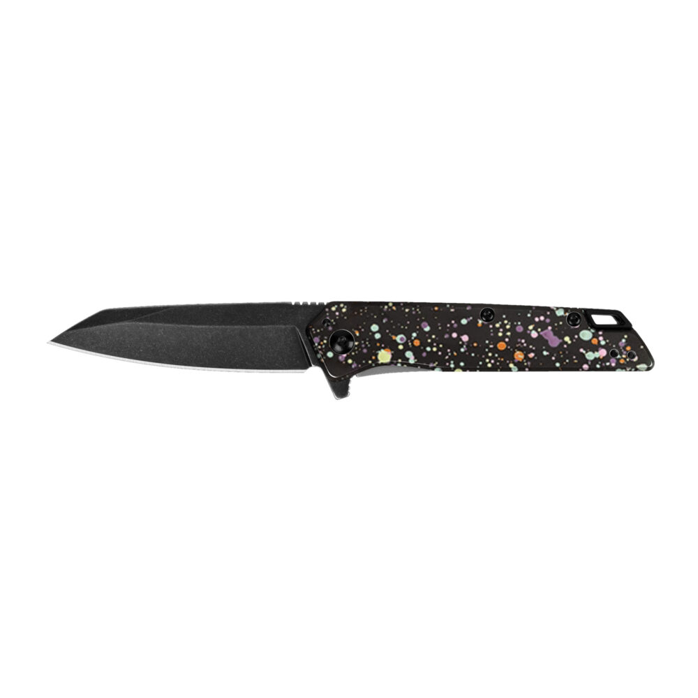 Kershaw Misdirect Folding Knife 4Cr14 Blade Steel 80s Splatter Handle Black-oxide BlackWash Finish