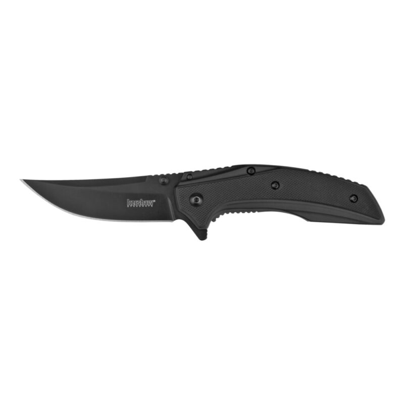 Kershaw OURIGHT-BLACK Folding Knife 3″ Blade Sandvix 8Cr13MoV Black PVD Finish
