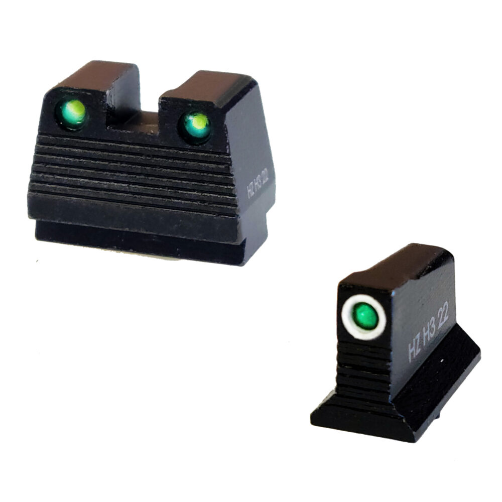 Hi-Viz N2 Co-Witness Sight Fits Glock MOS 9MM/40S&W/357SIG Green With White Ring Outline Front