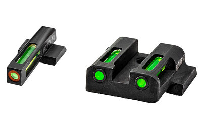 Hi-Viz LiteWave H3 Tritium/Litepipe Night Sights M&P Shield 9MM 40S&W and 45 Calibers Green Front w/Orange Front Ring