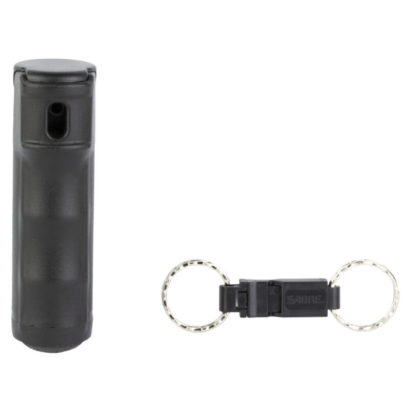 Sabre Pepper Gel with Quick Release Whistle Keychain .54 Ounces Black