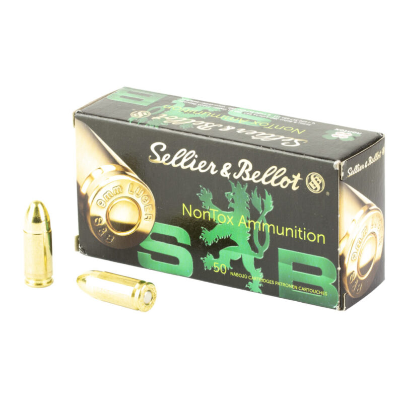 Sellier & Bellot NonTox Pistol Ammunition 9MM 124 Grain 50 Round Box