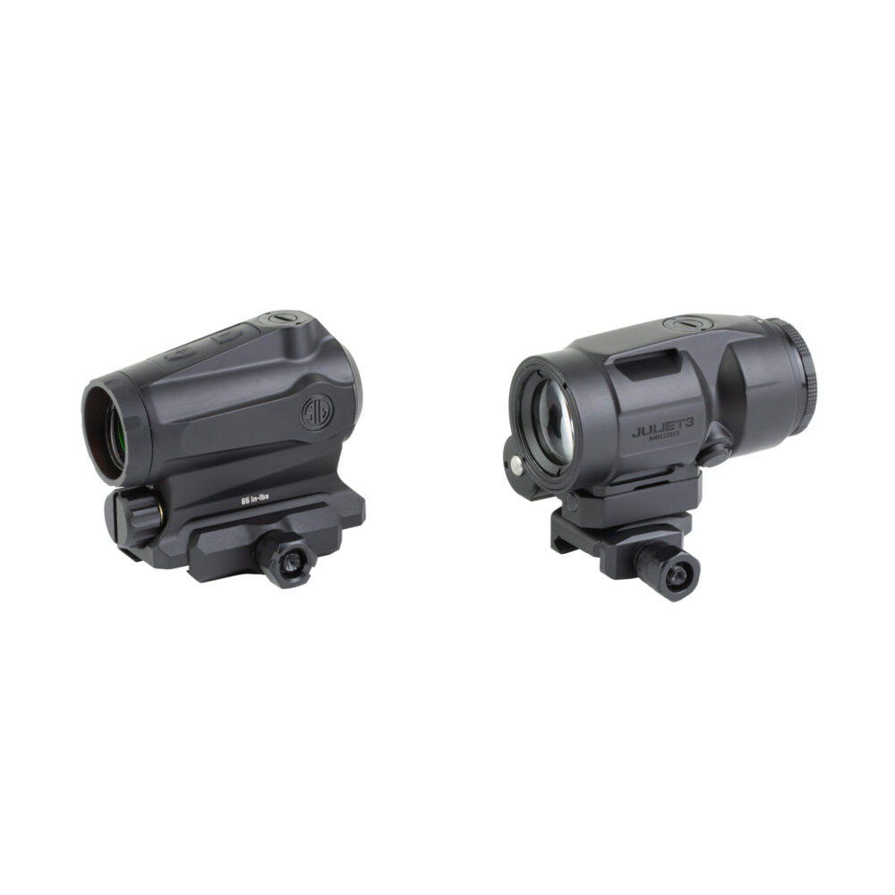 Sig Sauer ROMEO5X-AMR and Juliet 3-AMR 3X Magnification 65 MOA Circle with 2 MOA Dot Red Dot and Compact Magnifier Combo