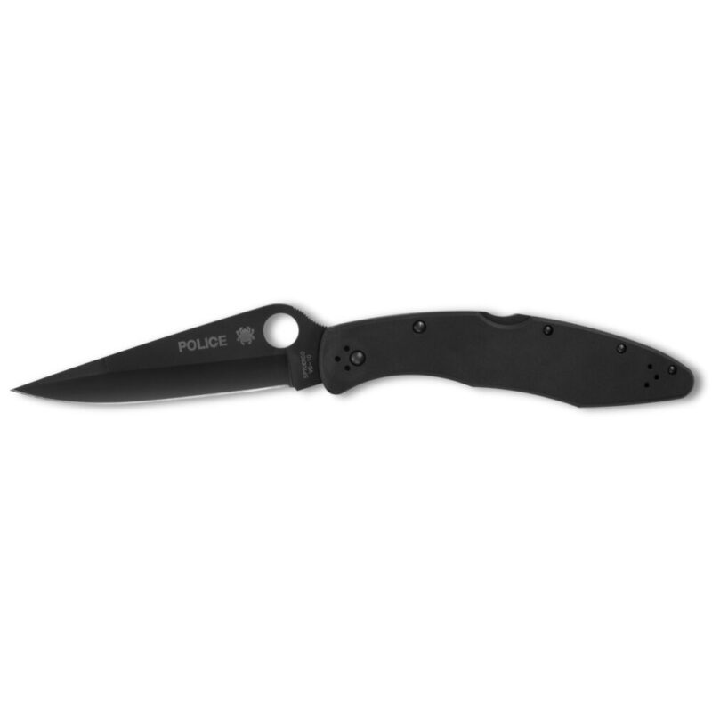 Spyderco Police Folding Knife 4.2″ Drop Point Blade VG-10 Stainless Blade Steel Black