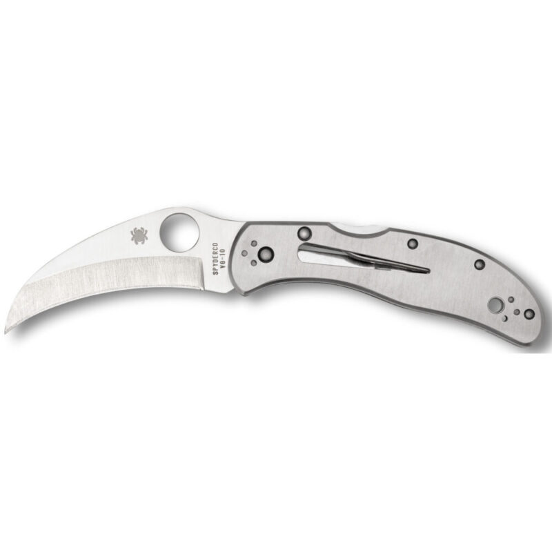 Spyderco Harpy Clipit Folding Knife 2.75″ Hawkbill Blade VG-10 Stainless Blade Steel Silver