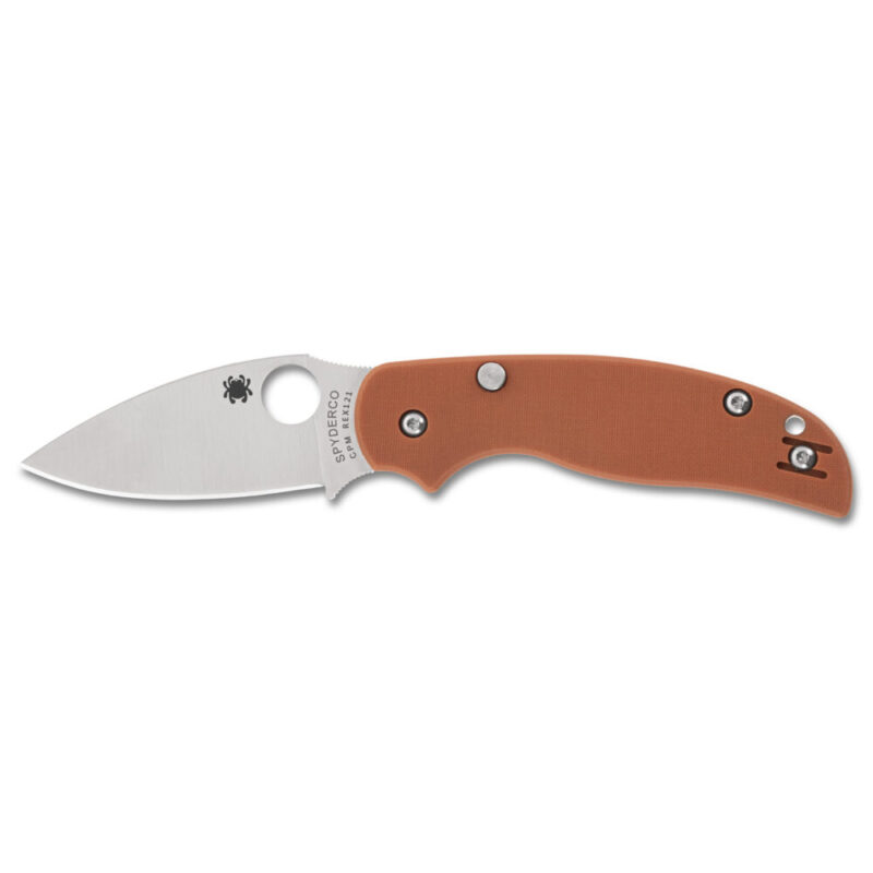 Spyderco Sage 6 Folding Knife 3″ Drop Point Blade CPM REX 121 Blade Steel Burnt Orange G-10 Handle Silver