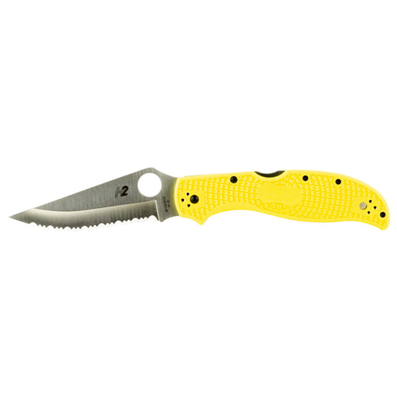 Spyderco Stretch 2 Lightweight Salt Folding Knife H-2 Steel Yellow FRN Handle