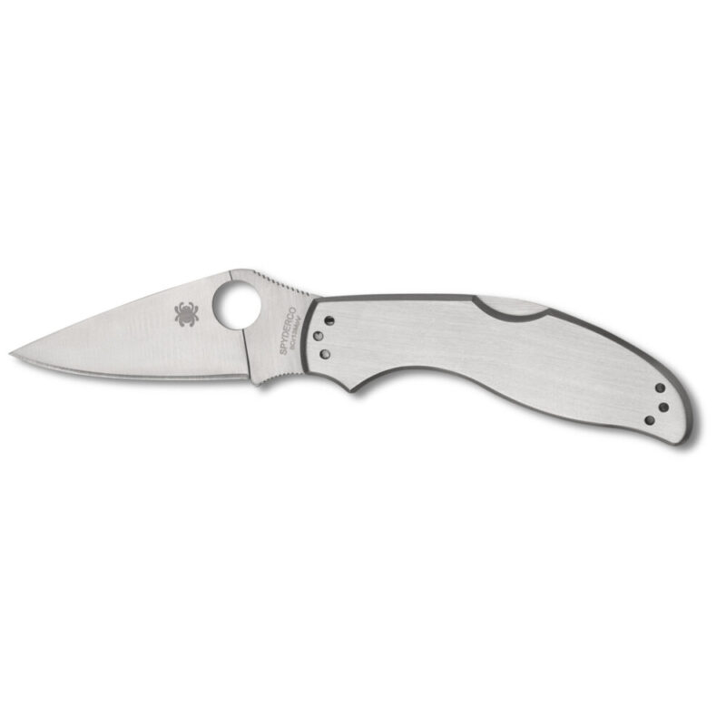 Spyderco UpTern Folding Knife 2.82″ Clip Point Blade 8Cr13MoV Blade Steel Silver