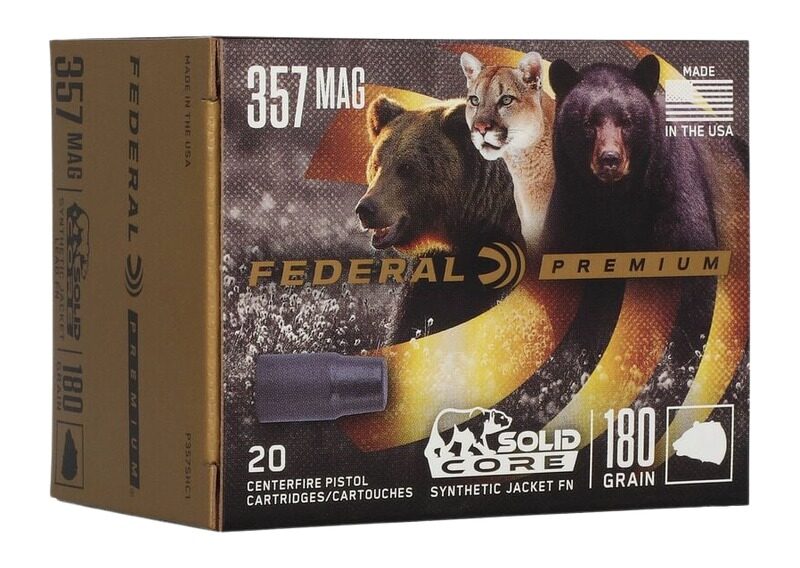 Federal Premium Hunting 357 Mag 180 gr Solid Core Synthetic Flat Nose 20 rd