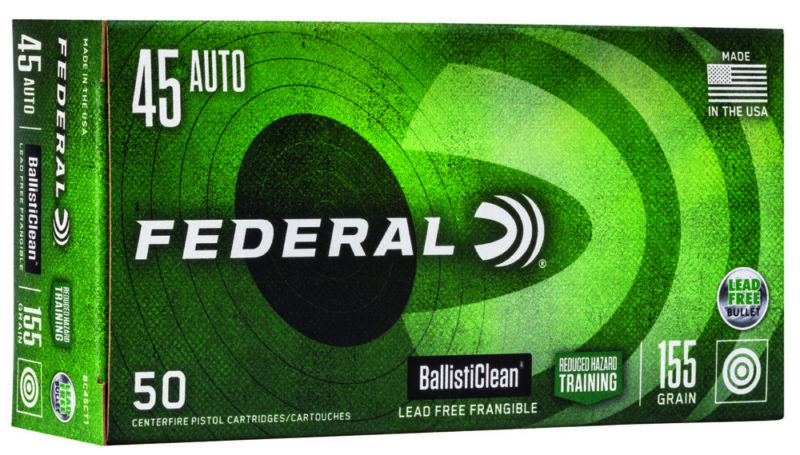 Federal BallistiClean Reduced Hazard Training 45 ACP 155 gr Lead-Free Frangible 50 rd