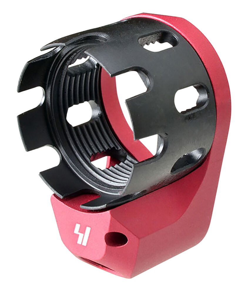 Strike Industries Tribus Enhanced Castle Nut & End Plate Red Hardcoat Anodized
