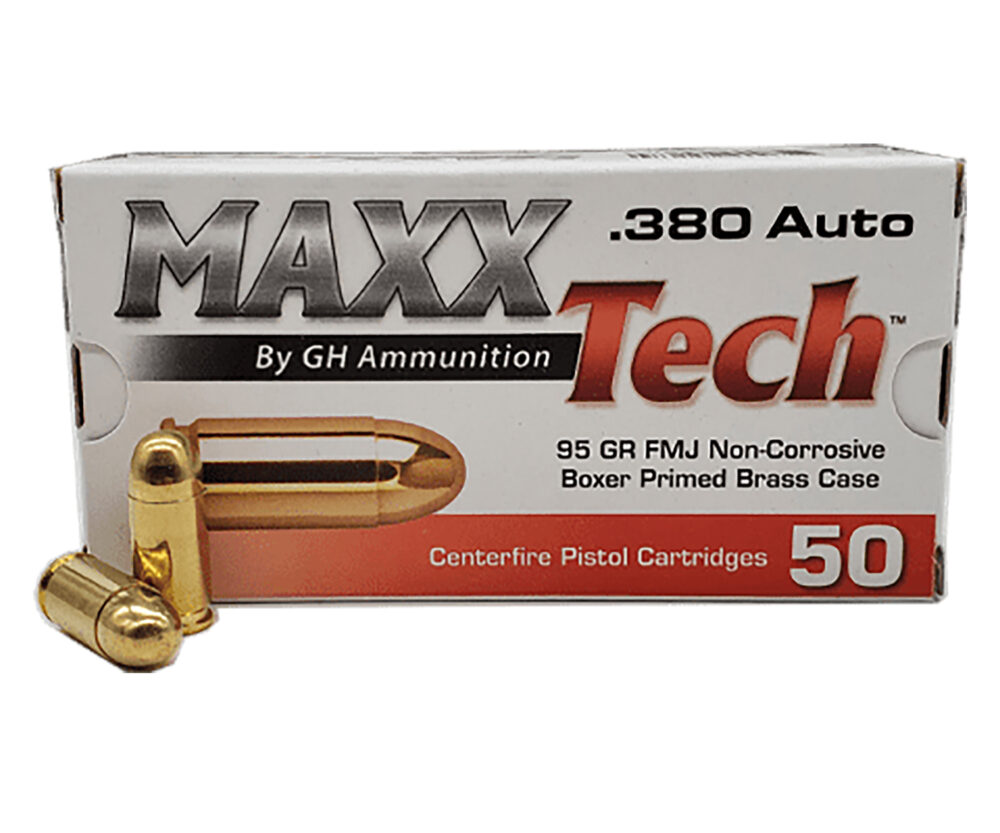 MaxxTech Brass Pistol 380 ACP 95 gr Full Metal Jacket 50 rd