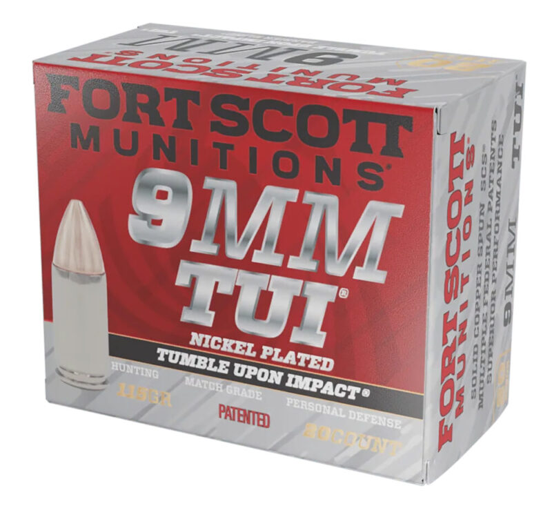 Fort Scott Munitions Tumble Upon Impact (TUI) Self Defense Luger 115 gr Solid Copper Spun 20 rd 9mm