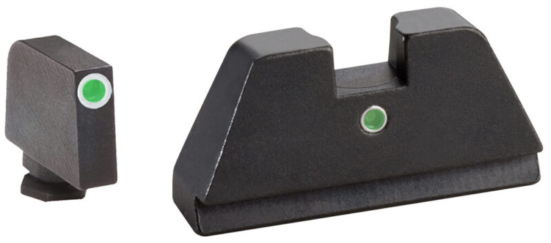 AmeriGlo Optic Compatible Sight Set for Glock Suppressor Height Sight Green/Tritium White Outline