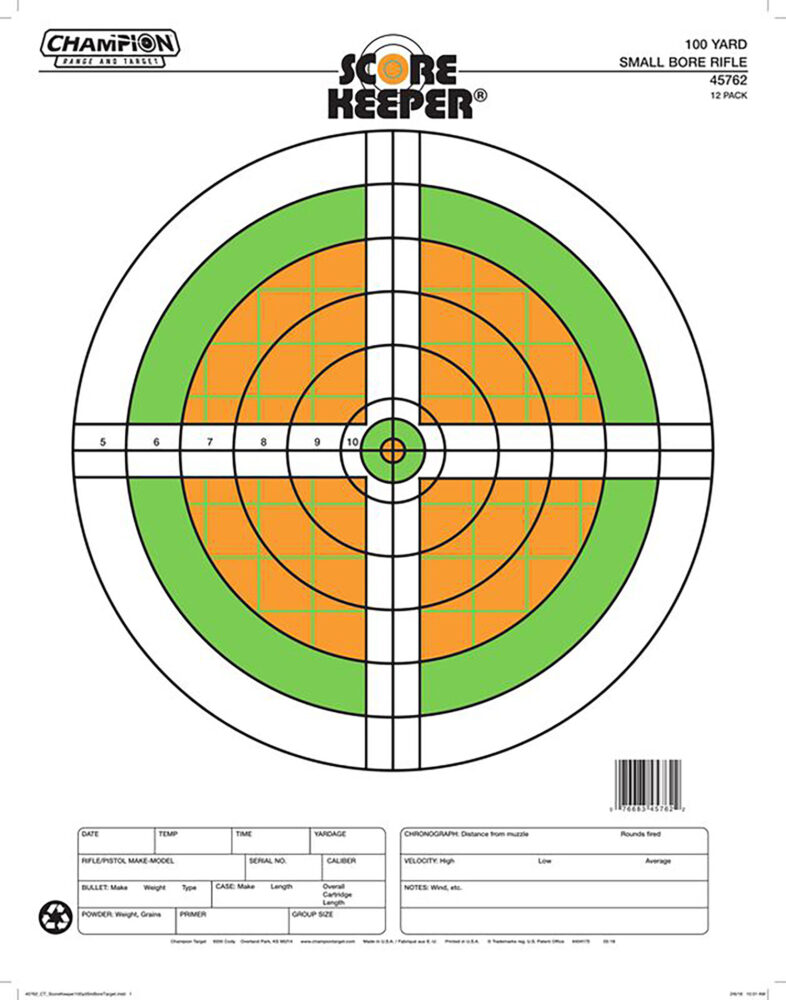Champion Targets Score Keeper Sight-In Fluorescent Green & Orange/White