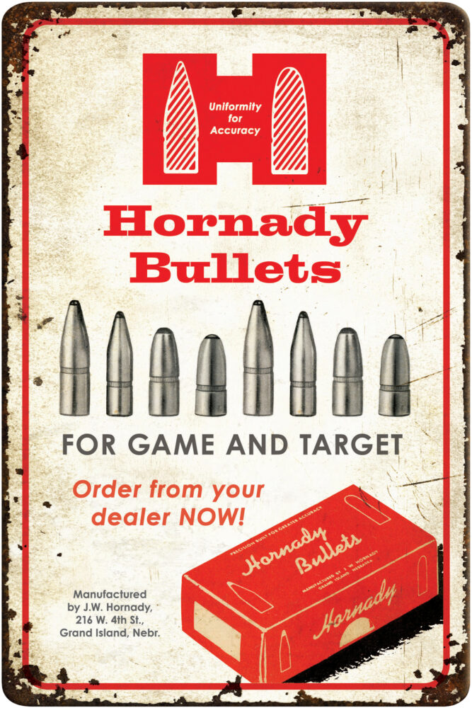 Hornady Bullets Tin Sign Rustic