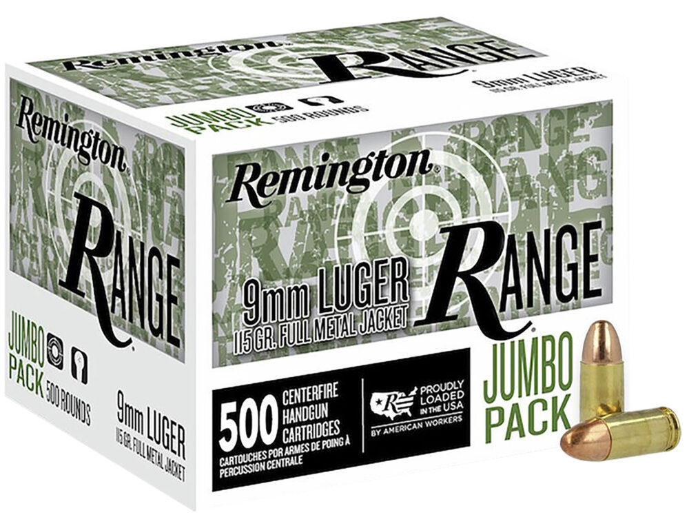 Remington Range Jumbo Pack Luger 115 gr Full Metal Jacket 500 rd 9mm