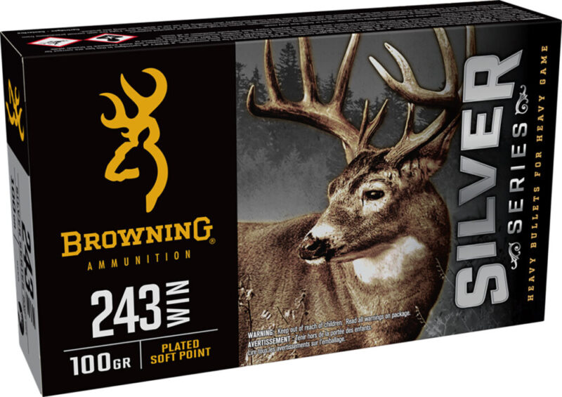 Browning Ammo B192602431 Silver 243win 100gr Plated Soft Point 20 Per Box/10 Case 243 Win 100 gr 20 rd