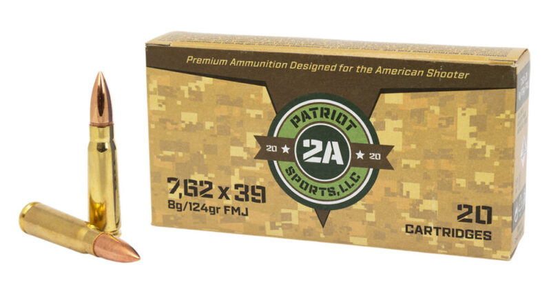 Patriot Sports Llc P762124f 7.62x39mm 124gr Full Metal Jacket 20 Per Box/50 Case 124 gr 20 rd