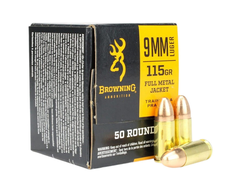 Browning Ammo B1918000939mm Luger 115gr Full Metal Jacket 50 Per Box/20 Case 115 gr 50 rd