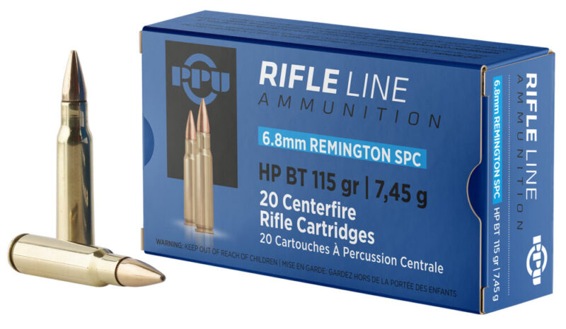 Ppu Standard Rifle Rem SPC 115 gr Hollow Point Boat Tail 20 rd 6.8mm