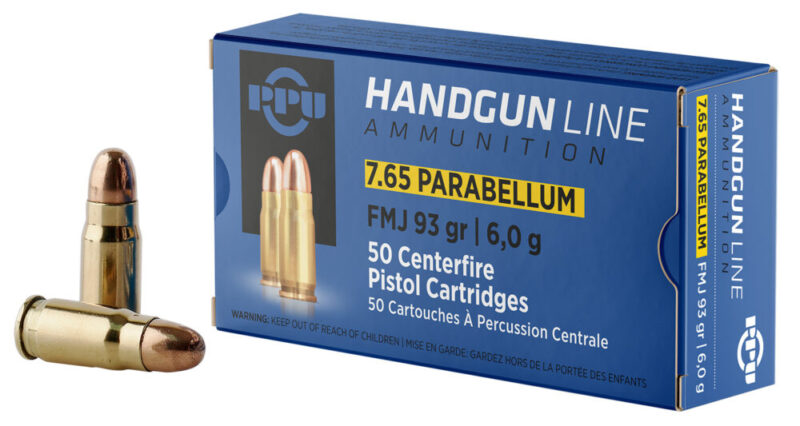 Ppu Handgun Defense 7.65x21mm Parabellum 93 gr Full Metal Jacket 50 rd