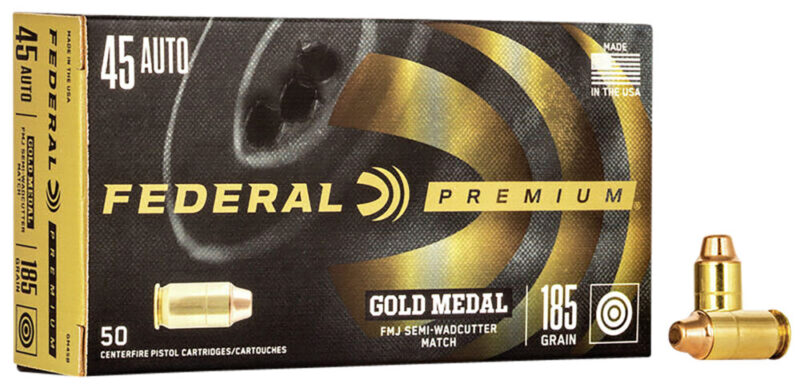 Federal Premium Gold Medal 45 ACP 185 gr Full Metal Jacket Semi Wadcutter 50 rd